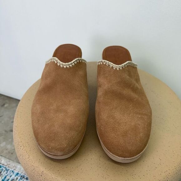 TOMS Women’s Suede Leather Addison Clog Heel in Deco Brown - Picture 7 of 15